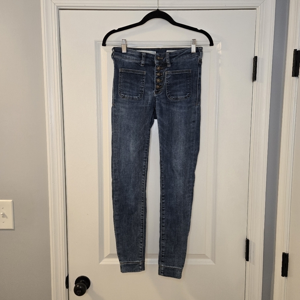 Pilcro and The Letterpress High Rise Denim Leggings With 5 Button Fly Size 26